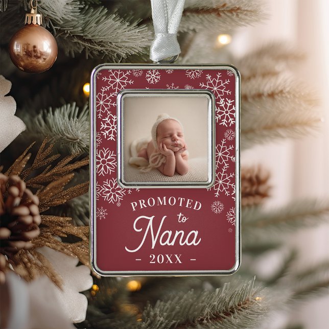 Promoted to Nana | Baby Photo Grandma Silver Plated Framed Ornament (Creator Uploaded)