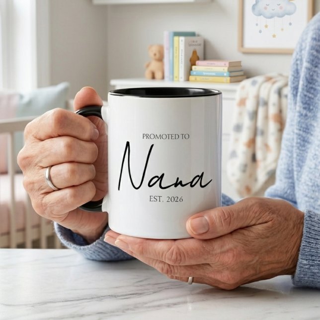 Promoted To Nana Elegant EST Year Script Mug (Creator Uploaded)