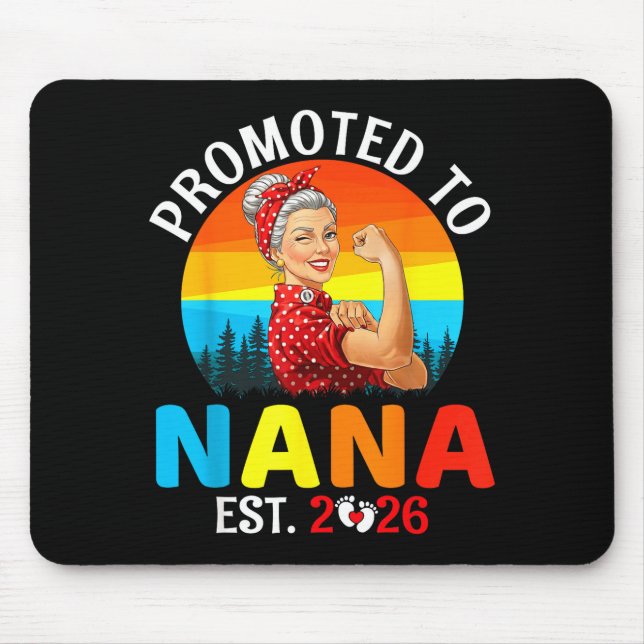 Promoted To Nana Est 2026 Strong Grandma Wer Retro Mouse Pad (Front)