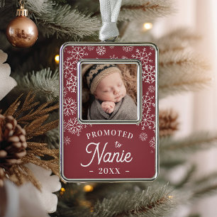 Promoted to Nanie   Baby Photo Grandma Silver Plated Framed Ornament