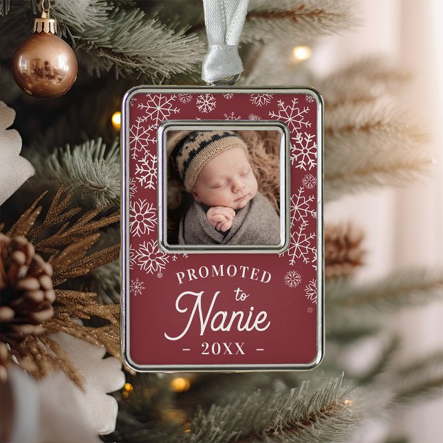 Promoted to Nanie | Baby Photo Grandma Silver Plated Framed Ornament (Creator Uploaded)