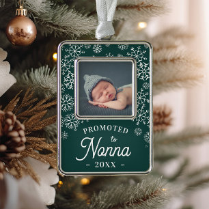 Promoted to Nonna   Baby Photo Grandma Silver Plated Framed Ornament
