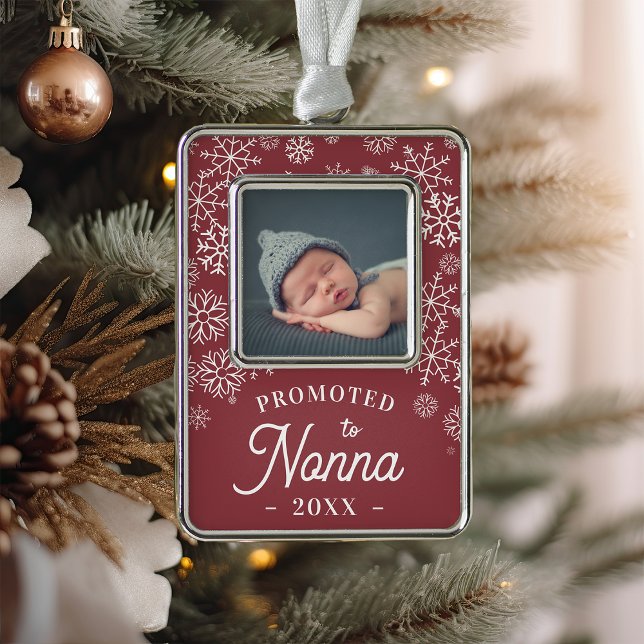 Promoted to Nonna | Baby Photo Grandma Silver Plated Framed Ornament (Creator Uploaded)