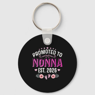Promoted to nonna est. 2026 funny floral mother's key ring