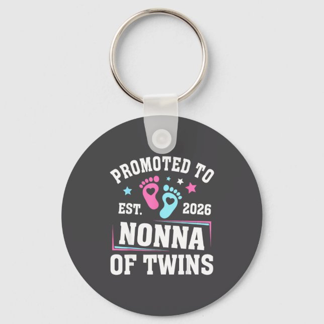 Promoted To Nonna Est 2026 Of Twins Gender Reveal  Key Ring (Front)