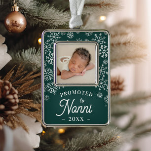 Promoted to Nonni   Baby Photo Grandma Silver Plated Framed Ornament
