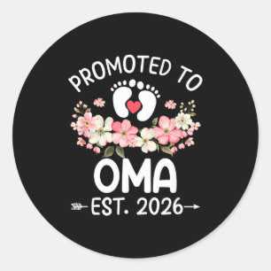 Promoted To Oma 2026 First Time Floral New Oma  Classic Round Sticker