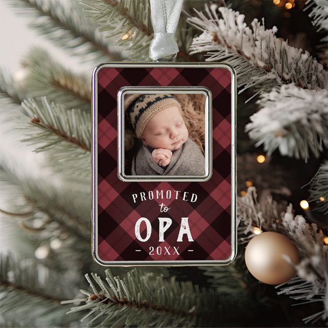 Promoted to Opa | Baby Photo Grandpa Silver Plated Framed Ornament (Creator Uploaded)