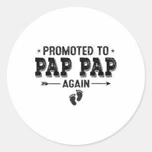 Promoted To Pap Pap Again Grandparents Byby  Classic Round Sticker