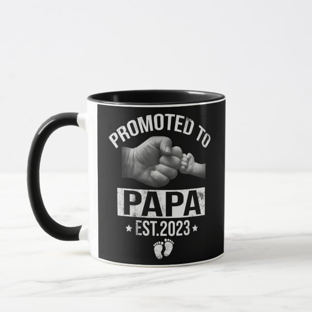 Promoted to Papa 2023 First Time Fathers Day New Mug (Left)