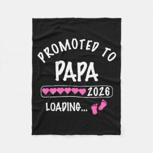Promoted to Papa 2026 Girl Baby Gender Reveal Fleece Blanket