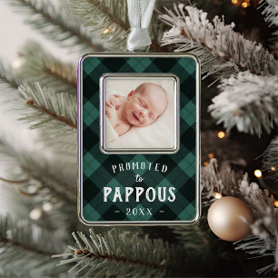 Promoted to Pappous   Baby Photo Grandpa Silver Plated Framed Ornament