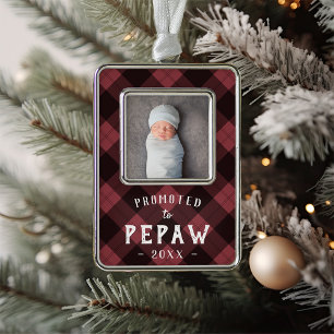 Promoted to Pepaw Baby Photo Grandpa Silver Plated Framed Ornament