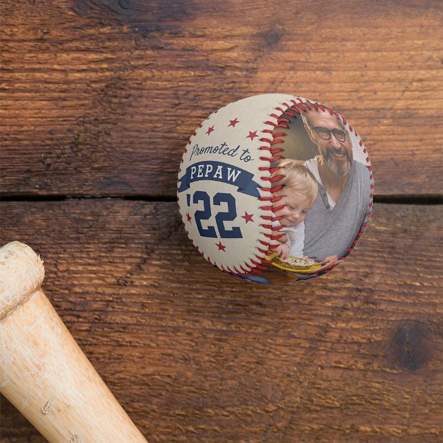 Promoted to Pepaw | New Grandfather Photo Baseball (Creator Uploaded)