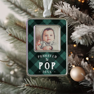 Promoted to Pop   Baby Photo Grandpa Silver Plated Framed Ornament