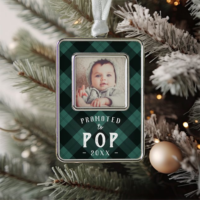 Promoted to Pop | Baby Photo Grandpa Silver Plated Framed Ornament (Creator Uploaded)