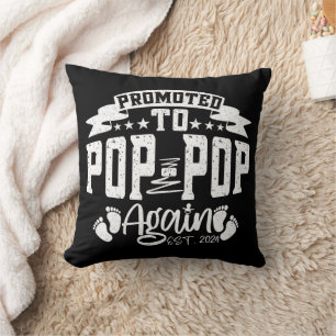 Promoted To Pop Pop Again Est 2024 Funny Grandpa  Cushion