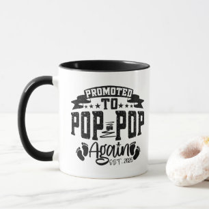 Promoted To Pop Pop Again Est 2025 Funny Grandpa Mug