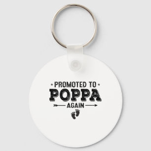 Promoted To Poppa Again Grandparents Byby  Key Ring
