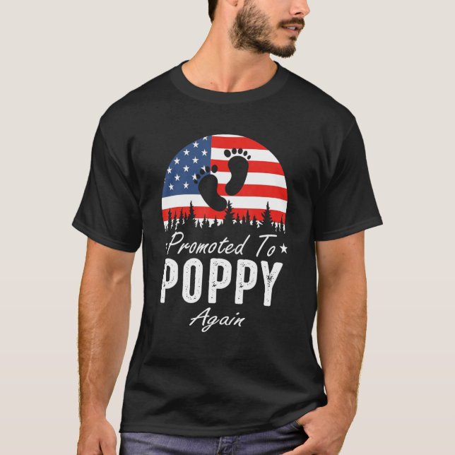 Promoted To Poppy Again 2024 US Flag Father's Day T-Shirt (Front)