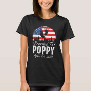 Promoted To Poppy Again Est 2024 US Flag Father's T-Shirt