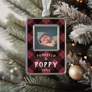 Promoted to Poppy Baby Photo Grandpa Silver Plated Framed Ornament