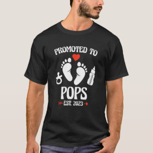 Promoted To Pops 2023 First Time New Grandpa Pregn T-Shirt