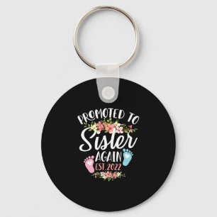 Promoted To Sister Again Est 2022 Flower Key Ring