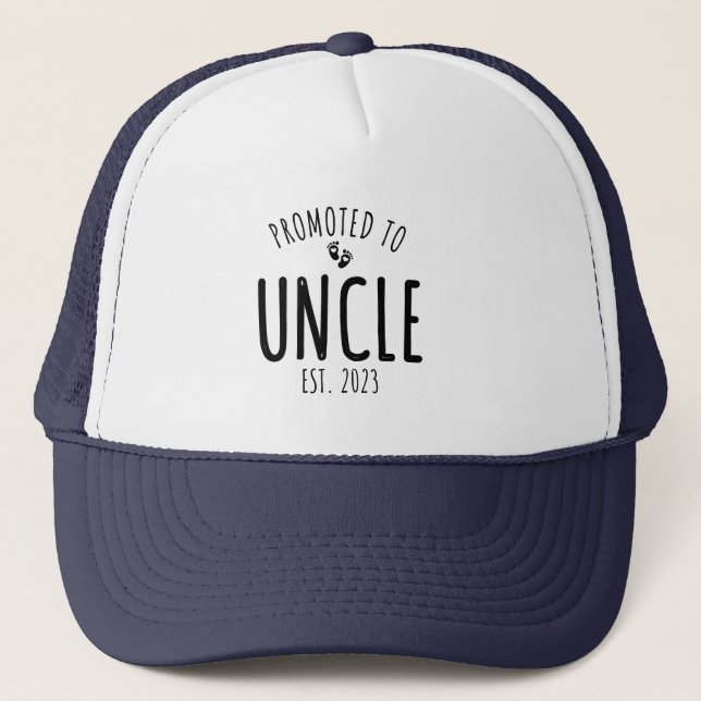Promoted to Uncle 2023 New Uncle   Trucker Hat (Front)