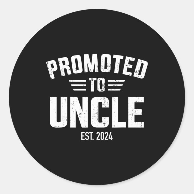 Promoted to uncle 2024 classic round sticker (Front)
