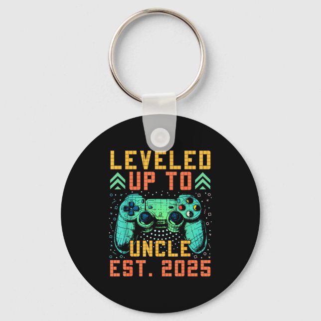 Promoted To Uncle 2025 Leveled Up To Uncle Est 202 Key Ring (Front)