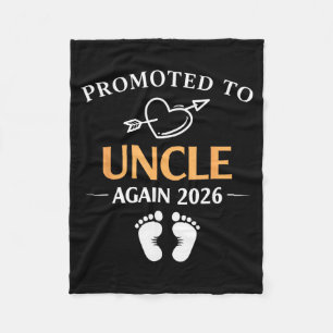 Promoted to Uncle Again Est 2026 Heart Arrow Fleece Blanket