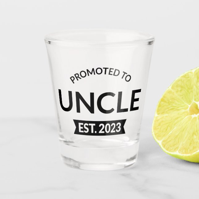 Promoted To Uncle Est. 2023 II Shot Glass (Front)