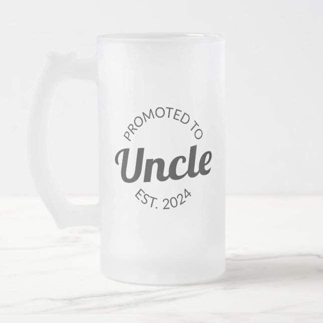Promoted To Uncle Est. 2024 I Frosted Glass Beer Mug (Left)
