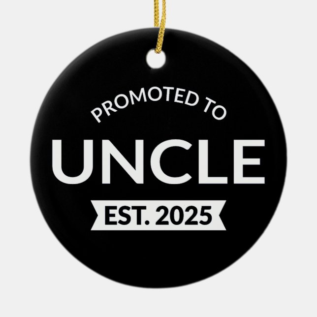 Promoted To Uncle Est. 2025 II Ceramic Tree Decoration (Front)