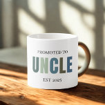 Promoted to Uncle EST 2025 | Personalised Espresso Cup<br><div class="desc">Start his day with excitement and espresso! This “Promoted to Uncle EST 2025” mini mug is the perfect way to share the big news or celebrate a first-time uncle. Designed with modern typography in neutral pastel tones, this personalised espresso cup is a heartfelt yet practical keepsake for baby announcements, gender...</div>