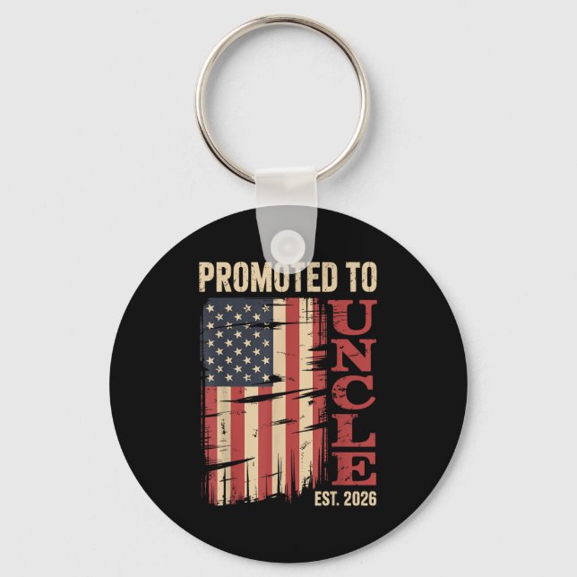 Promoted To Uncle Est.2026 New Family Member Usa F Key Ring (Front)