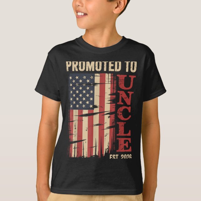 Promoted To Uncle Est.2026 New Family Member Usa F T-Shirt (Front)