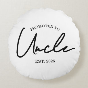 Promoted to Uncle EST   New Uncle Gift Round Cushion