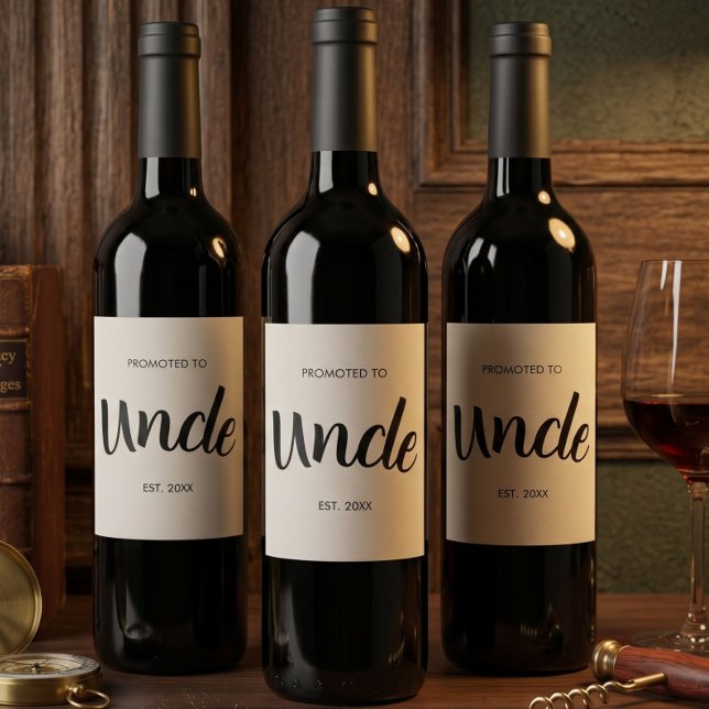 Promoted To Uncle Established Custom Year Cream Wine Label (Creator Uploaded)