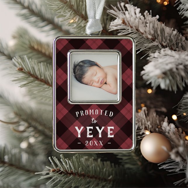 Promoted to Yeye | Baby Photo Grandpa Silver Plated Framed Ornament (Creator Uploaded)