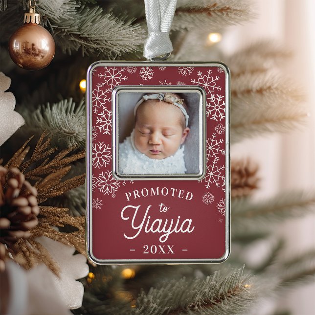 Promoted to Yiayia | Baby Photo Grandma Silver Plated Framed Ornament (Creator Uploaded)