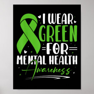 Promoting Mental Health Awareness Green Ribbon Poster