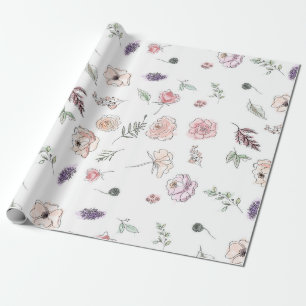 Promotion Bohemian Chic Floral Boho Girl Orange Wrapping Paper
