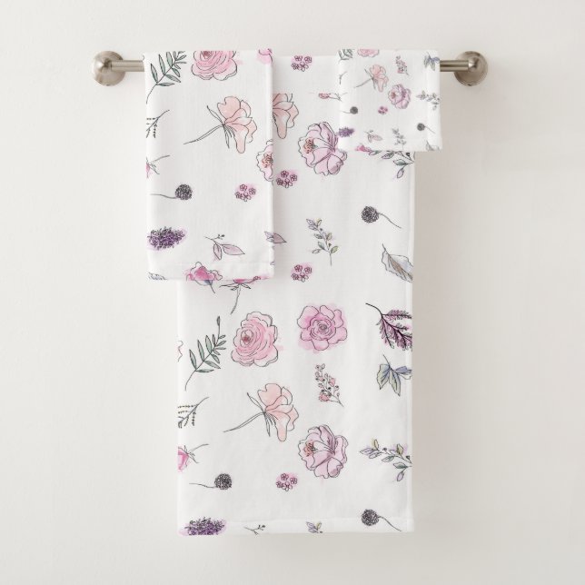 Promotion Bohemian Chic Floral Boho Girl Pink Bath Towel Set (Insitu)