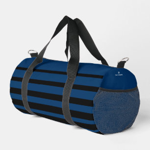 Promotion Company Logo Name Striped Blue Black Duffle Bag