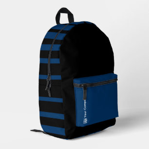 Promotion Company Logo Name Striped Blue Black Printed Backpack