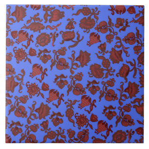 Promotion Flowers Bohemian Chic Floral Boho Blue Tile