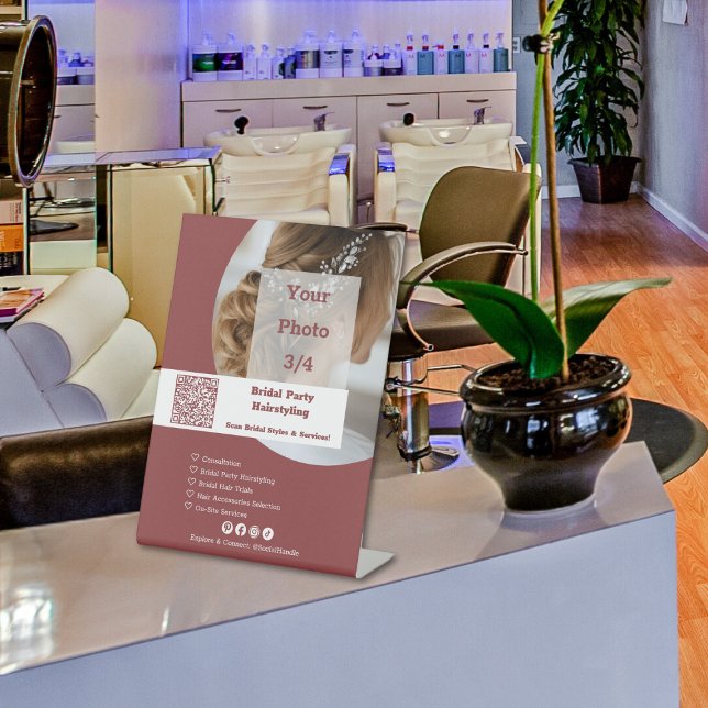 Promotion Hair Salon Bridal Party Hairstyling Pedestal Sign (Promotion Hair Salon Bridal Party Hairstyling Pedestal Sign)