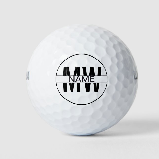 Promotional Black And White Business Monogram Logo Golf Balls (Front)